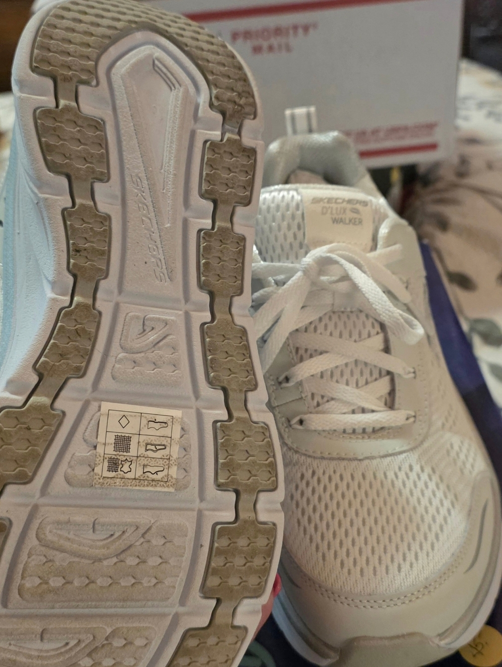 Skechers D'Lux Walker Women's White Athletic Sneakers - Picture 5 of 9